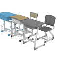 Student Desks And Chairs With Casters Storage Baskets In Blue Gray Beige Colors