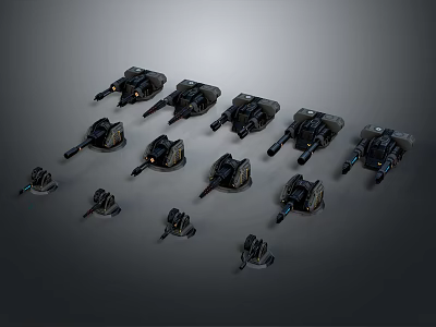 modern turret turntable sci-fi tower defense game tower defense 3d model