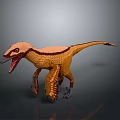 3D Rendered Dinosaur Model With Orange Brown Color Open Mouth And Sharp Teeth