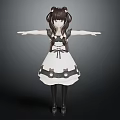 Anime Style 3D Character In Maid Outfit With Cat Paw Design And Dual Ponytails