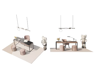 Modern Desk Chair Desk Study Table 3d model