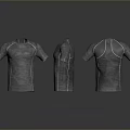 Gray Textured T-shirts Featuring White Stitching With Front Side And Back Views 3d model