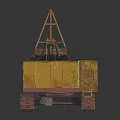 Yellow Crawler Crane Featuring Red Truss Boom And Heavy Duty Industrial Design