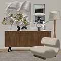 Elegant Modern Entryway Console Table With Wooden Carved Details Decorative Plants And Floor Lamp