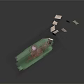Pink Hat Character Riding Red Scooter With Small Animal In Basket And Flying Papers