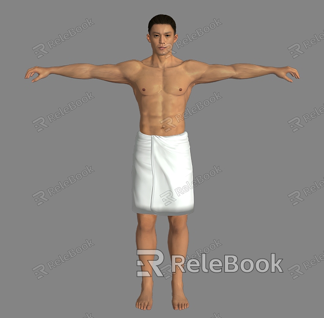 Young man man man boy youth bath towel handsome pants gangster short hair model