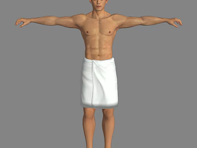 Young man boy youth bath towel handsome pants gangster short hair 3d model