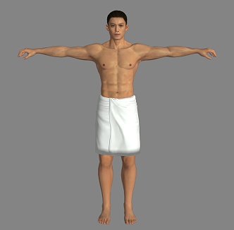 Young man boy youth bath towel handsome pants gangster short hair 3d model