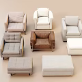 Comfortable Single Sofa With Ottoman In Various Colors And Designs 3d model