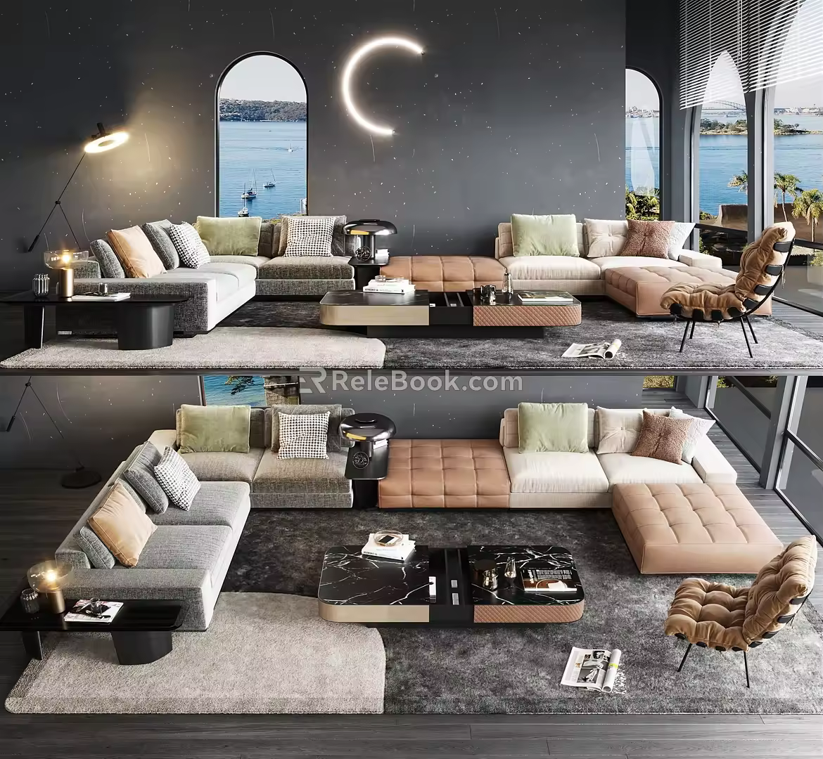 Minotti sofa coffee table combination 3d model