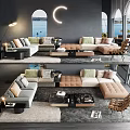 Minotti sofa coffee table combination 3d model