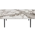 Modern Dining Table With Marble Top White Gray Patterns And Black Metal Legs 3d model
