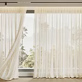 White Sheer Curtains For Window With Natural Scenic View And Light Filtering Design