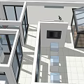 Modern 3D Interior Floor Plan With Open Rooms Large Windows And Furniture