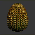 Colorful Scaled Egg Shaped Object With Yellow Green Orange And Blue Textured Surface
