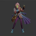 Game and Movie Character With Silver Hair Purple Cape Striped Pants And Blue Shoes