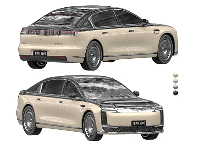 Beige Modern Sedan With Sleek Body Design And Alloy Wheels In Different Angles 3d model