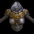 Ornate Medieval Armor With Silver Chest Plate Gold Dragon Decorations And Shoulder Guards 3d model