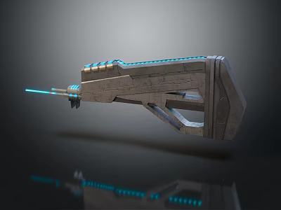 Futuristic Sci Fi Weapon With Blue Glowing Accents And Metallic Structure 3d model