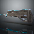 Futuristic Sci Fi Weapon With Blue Glowing Accents And Metallic Structure
