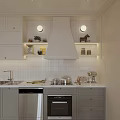 Modern Living And Dining Room Interior With Sofa Armchair Coffee Table Open Kitchen And Fireplace