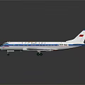 Detailed Passenger Aircraft Model With White Body Blue Red Stripes And Red Tail Fin
