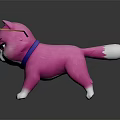 Cute Pink Cat Game Character Wearing Yellow Framed Pink Sunglasses And Blue Collar