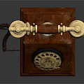 Vintage Rotary Dial Telephone With Wooden Base And Gold Accents Design