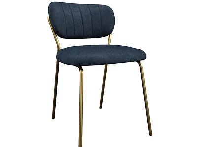 Modern Navy Blue Accent Chair With Tufted Backrest And Gold Metal Legs 3d model