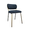 Modern Navy Blue Accent Chair With Tufted Backrest And Gold Metal Legs