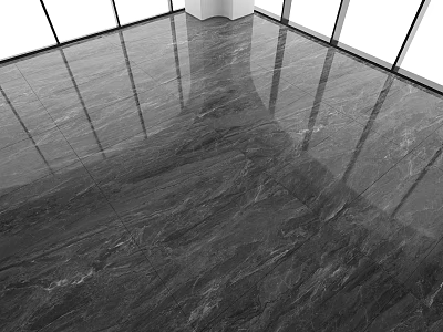 Glossy Marble Texture Floor Tiles In Modern Space With Natural Light 3d model