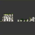 Miniature 3D Landscape Model With Rock Formations Green Plants And Steps