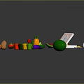 Fresh Plant Based Fruits And Vegetables Arranged With QR Code Card And Green Avocado