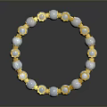 Stylish Bracelet With White Beads And Star Shaped Golden Decorative Elements 3d model