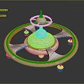 Futuristic Cosmic Space Station Design With Multi Ring Structure And Spire Top 3d model