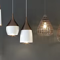 Modern Pendant Lights With Wooden White Shades And Woven Teardrop Rattan Designs