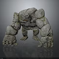 Detailed Stone Giant Character Creature 3D Model With Rocky Texture And Bulky Limbs