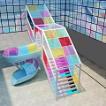 Colorful Indoor Playground Equipment in Modern Glass Building With Staircase And Slide Design