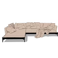 Comfortable L Shaped Sectional Sofa With Multiple Cushions And Blanket 3d model