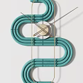 Modern Abstract Wall Clock With Curved Lines In Blue Green Black Color Designs
