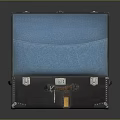 Vintage Open Suitcase With Blue Interior Compartment And Metal Latches Leather Trim