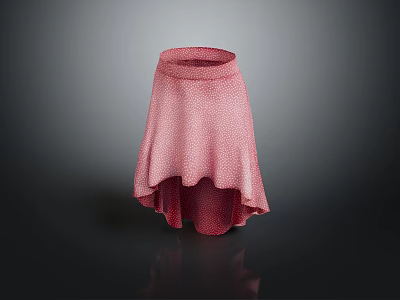 High Waist Red Polka Dot Asymmetrical Hem Fashion Skirt For Women 3d model