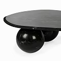 Stylish Black Marble Coffee Table Featuring Spherical Legs And Modern Design 3d model