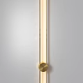 Modern Brass Slim Linear Wall Lamp With Circular Base Warm Light Illumination 3d model