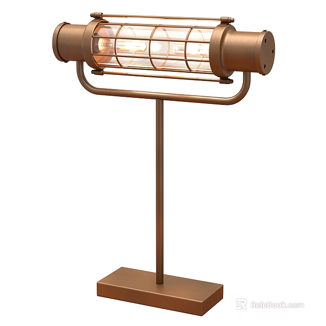 Modern Industrial Copper Table Lamp With Cylindrical Head Metal Frame And Stable Base 3d model 