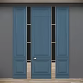 Stylish Blue Double Door With Decorative Lines And Classic Panel Details 3d model