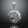 Silver Horse Head Pendant Jewelry with Intricate Mane Design and Shiny Finish