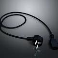 Black Power Cable With Plug And Connector Details On Dark Background 3d model