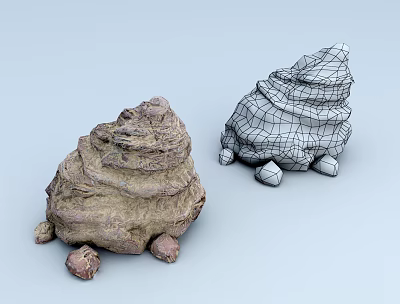 Stone and Wood 3D Models Featuring Solid Texture and Wireframe Structure 3d model