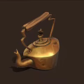 Vintage Copper Kettle With Wooden Handle And Bird Shaped Spout For Home Use